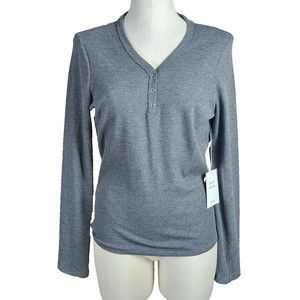 Skonhet Womens Thermal Henley Size L Casual Loungewear Neutral